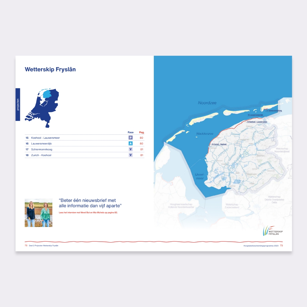 Detailkaart waterschap hoogwaterbeschermingsprogramma projectenboek 2023
